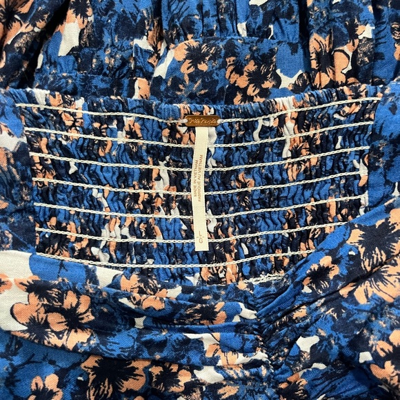 Free People Pattern Play Mini Blue Floral Dress - Picture 7 of 8